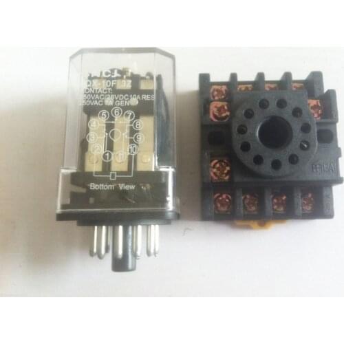 JQX-10F 3Z 10A 220V AC 11 Pin Coil Electromagnetic Relay+Socket Base