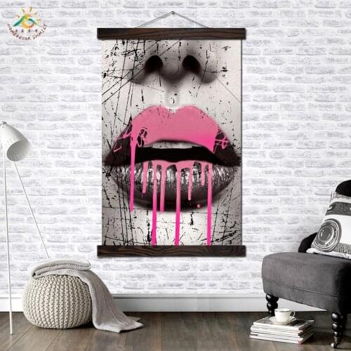 Dripping Lips Graphic Art Modern Canvas Art Prints Poster Wall Painting Scroll Painting Artwork Wall Art Pictures Home Decor