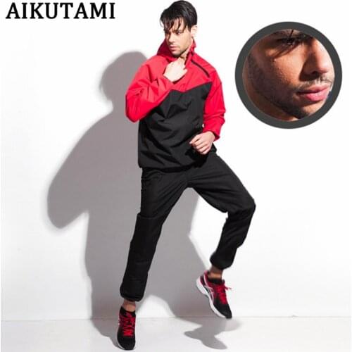 Sauna Suits for Weight Loss Fitness Running Jogging Sauna Suit Men PVC Sport Tops+Pants Set Gym Workout Boxing Mma Training