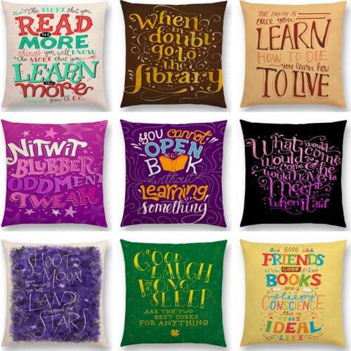 Colorful Decorative Letters Meaningful Saying Gorgeous Words Books Love Dream Short Sentences Cushion Cover Sofa Pillow Case