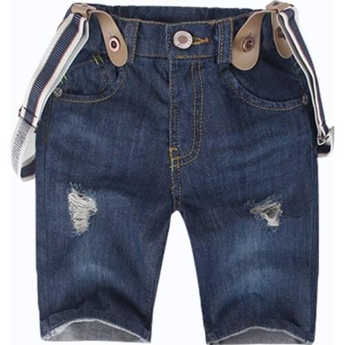 Summer Boys Denim Shorts Fashion Boy Shorts Torn Denim Overalls Water Washing Soft Teen Children Jeans Shorts 2-10 Years old