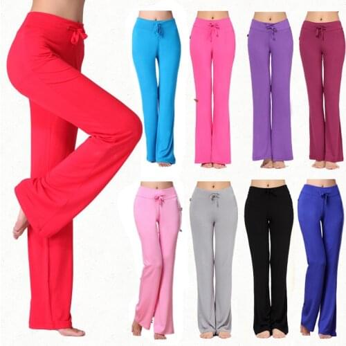 Fitness-Training Summer Female Clothing Dance Loose Wide Leg Drawstring Strap Workout Jogging Breathable Yoga Pants Flare A08