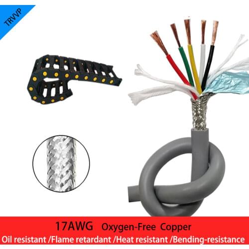 5Meters TRVVP Copper Cable 17 AWG 2/3/4/5/6/7/8 Cores Double Shielded Flexible Wire Gray PVC Insulated Drag Chain Cable