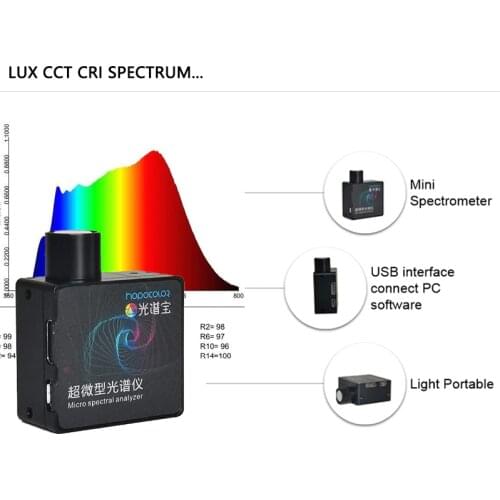 HPCS300 Mini Spectrometer CCT CRI Lux Meter for LED Light Tester with Software