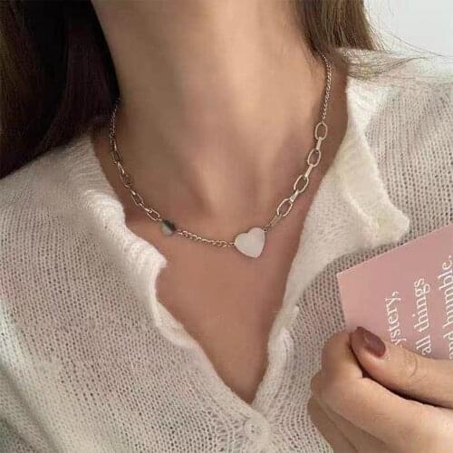 Fashion Simple Cold Style Stitching Love Girl Clavicle Chain Short Necklace Gift For Girlfriend On Anniversary Lovely Student
