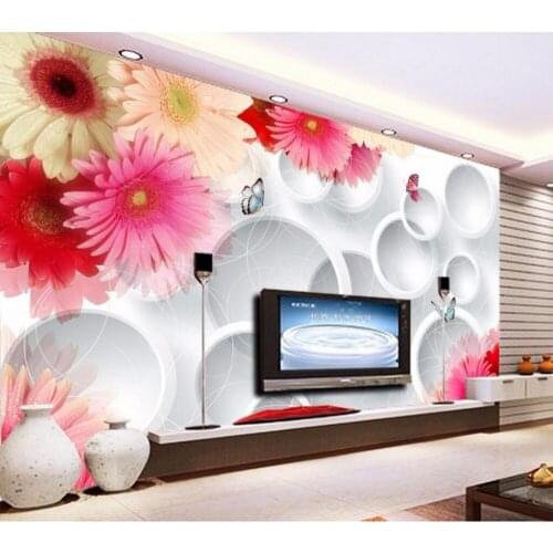 CJSIR Papel De Parede Custom Photo Wallpaper Mural Sticker Fancy Chrysanthemum 3D Stereo TV Wall Wallpaper for Walls 3 D Decors