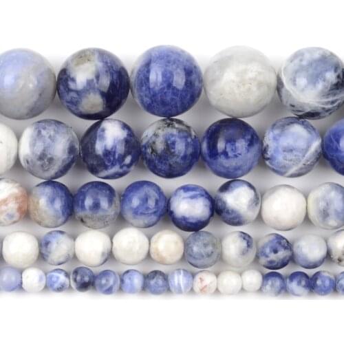 Natural New Blue Sodalite Stone Round Loose Spacer Beads For Jewelry Making DIY Bracelet Handmade 4/6/8/10/12mm