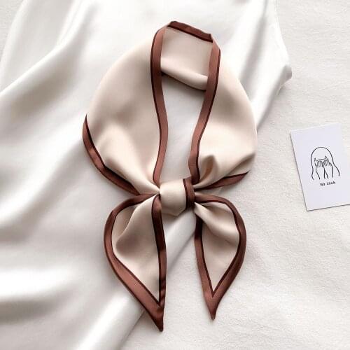 2021 New Fashion Silk Scarf For Women Neck Hair Tie Band Bag Warp Soft Neckerchief Hijab Headscarf Bandana Female Foulard