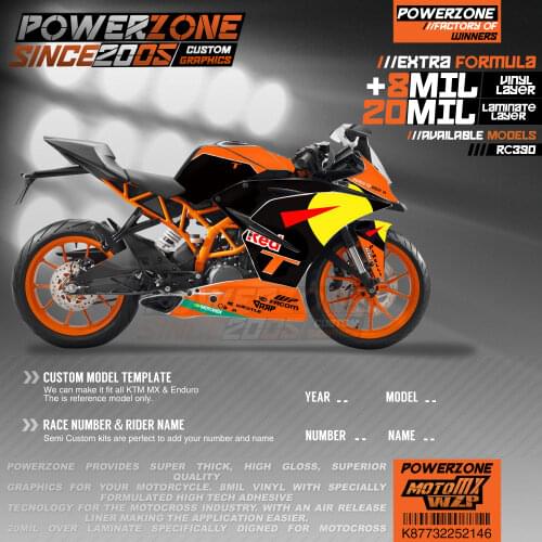 PowerZone Custom Team Graphics Backgrounds Decals 3M Stickers Kit For KTM RC390 2014-2016 2017-2019 146
