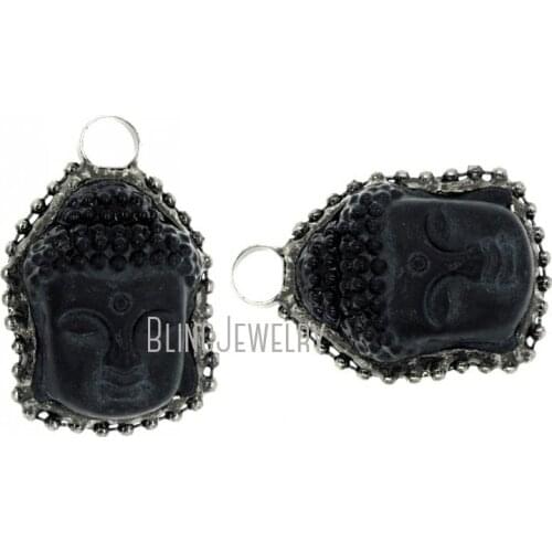 Soldered Black Buddha Pendant Gun Balck Plated Buddha Mala Charm Pendant PM38059