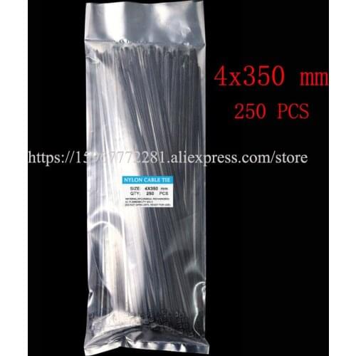 250PCS Self-locking Nylon Cable Ties 4x350mm cable tie Assorted multicolor Plastic Zip Tie Loop Wire Wrap Zip Ties Many colors