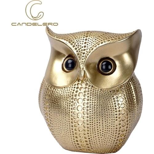 Statues For Decoration Owl Golden Black White Resin Living Room Decor Sculptures Small Decor Ornaments Figurines For Interior