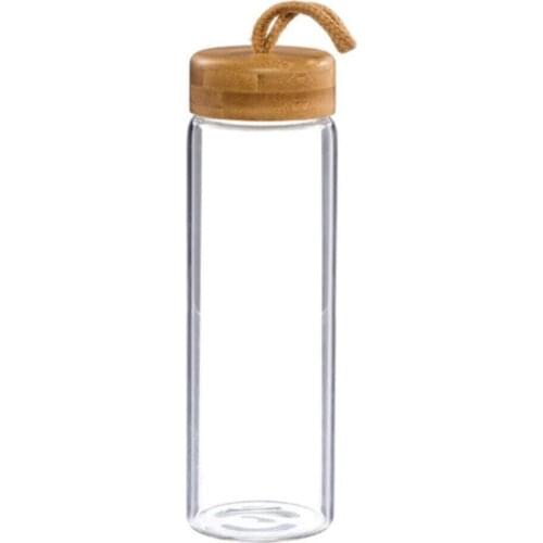 With bamboo Lid Glass Flask
