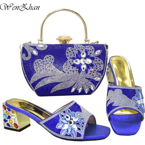 Latest Shoes And Bag Match Set Hot Selling Italian Style Slingbacks African Women Sandals Nigerian Shoes With Bags 37-43 d15-29