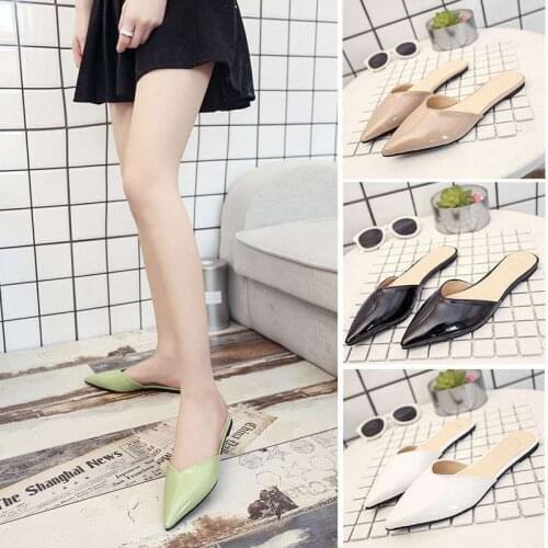 Women Slippers Fashion Pointed Flat Shoes 2021 Summer Solid Color Simplicity Slip on Leisure Ladies External Wear Women Shoes