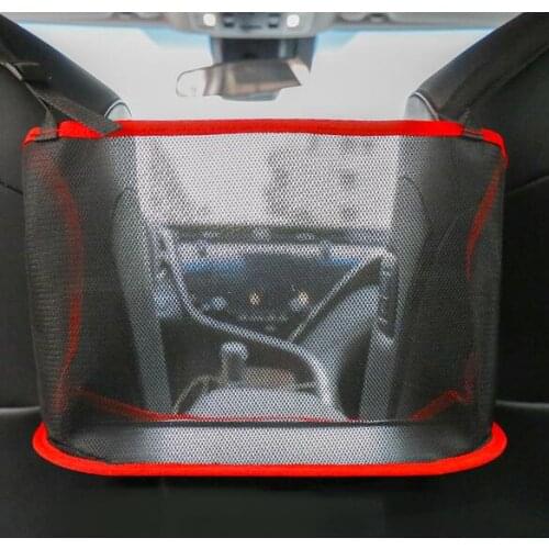 Universal Car Red Storage Bag Nylon Net Mesh Trunk Cargo Net Storage Organizer Pocket For Car Trash Bag Food Drink Holder