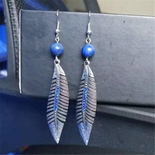 Vintage Alloy Long Feather Earring For Women Fashion Jewelry