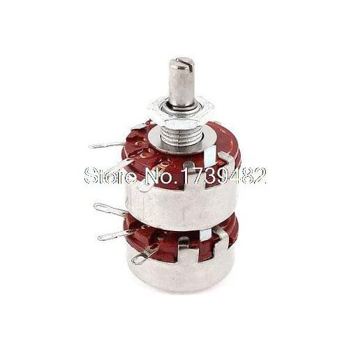 WTH118 6mm Shaft Dia Dual 10K Ohm 2W 2 Gang Linear Carbon Potentiometer