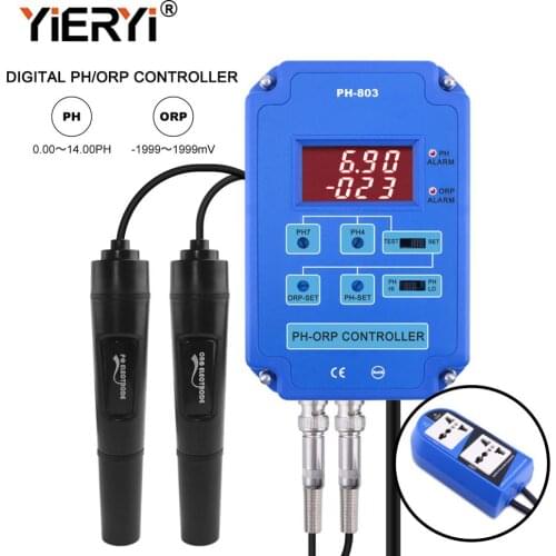 Yieryi Digital pH ORP Redox 2 in 1 Controller Monitor Output Power Control Electrode Probe BNC for Aquarium Hydroponics Plants