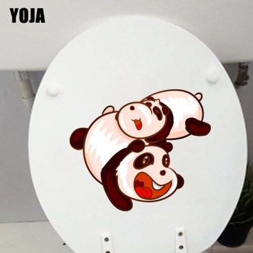 YOJA 22.1X19CM Animal Home Wall Decal Decoration Cartoon Toilet Sticker Cute Panda Baby T3-1157