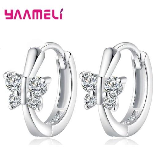 Fashion Casual 925 Sterling Silver Hoop Earrings For Women Girls Top Quality Wedding Anniversary Gifts Pave Shiny Crystal Hot