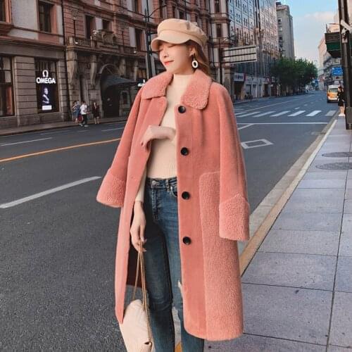 Sheep Shearing Overcoat Woman 2020 New Style Female Jacket Long Winter Warm Fur Coats Cashmere Particles Coat Casaco Feminino