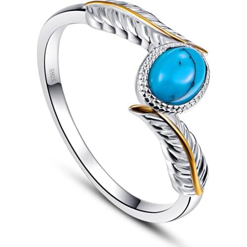 Women Leaf 925 Sterling Silver Ring Green Stone Bohemia Anillos Mujer Rings