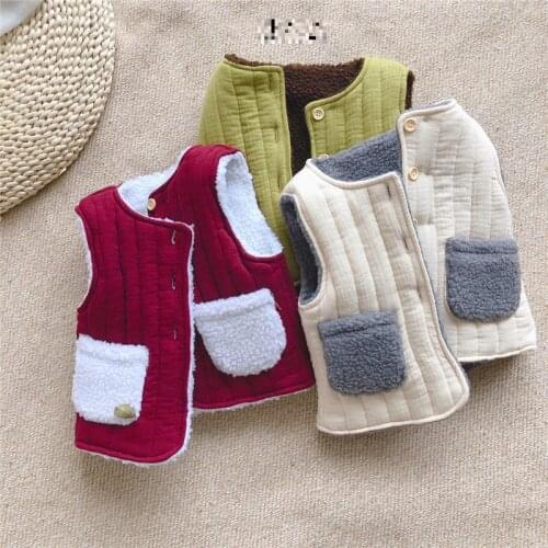 Waistcoat Kids Clothes Toddler Sleeveless Jacket Boys Vest Fleece New Winter Warm Double Sided Children Plush Vest For Baby Girl