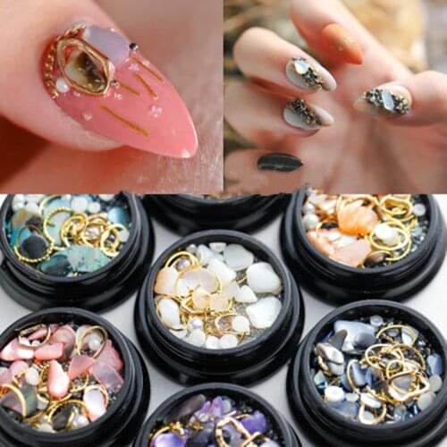 1 box Mixed Ocean Storm Series Nail Decorations Pearl Shell Rivet Crystal Nail Art Rhinestones DIY Acrylic Nail Stones Gems Nail