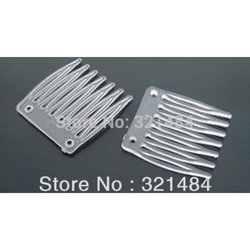100X 30*35mm 7 teeth White Clear plastic hair comb findings for jewelry making DIY