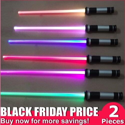 2 Pieces/Lot) Flashing Lightsaber Laser Double Sword Toys Sound and Light for Boy Girls Colorful Glowing Toys Flash stick