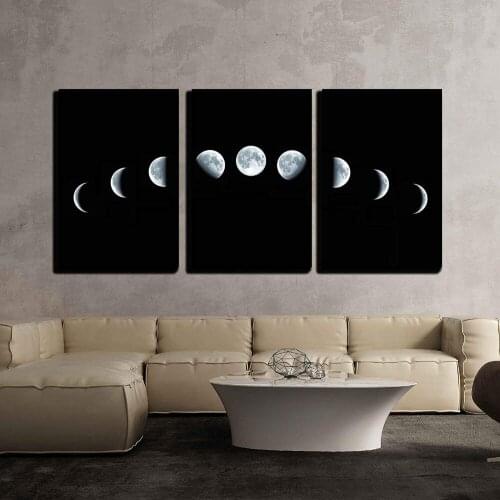 3 Piece Decorative Canvas Painting Nine Phases of the Full Growth Cycle of the Moon Wall Art Poster Modern Home Decoration