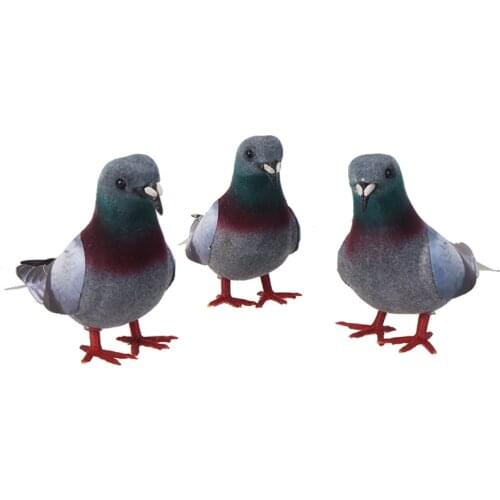 3pcs/set Simulation Pigeon Fake Artificial Imitation Bird Animal Home Garden Ornament Miniature Decoration Color Random