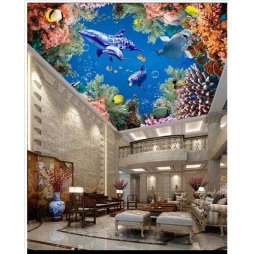 Custom 3d wallpaper 3d ceiling murals wallpaper The undersea world 3 d three-dimensional frescoes on the ceiling wallpaper dceor