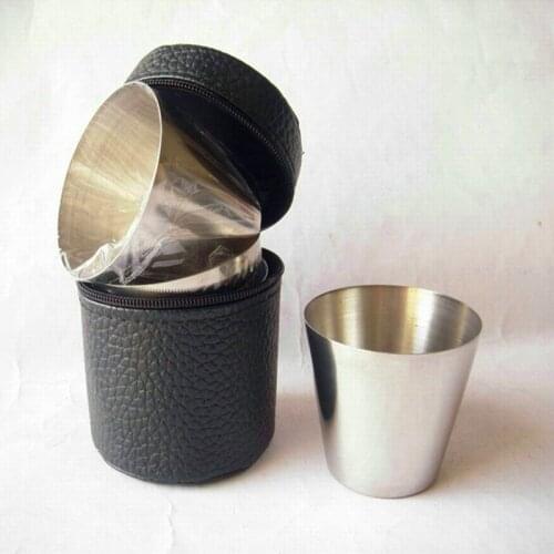 4 Piece Reusable stainless Steel Glasses Camping Pint Cup Metal Drinking Glasses Wine Cups