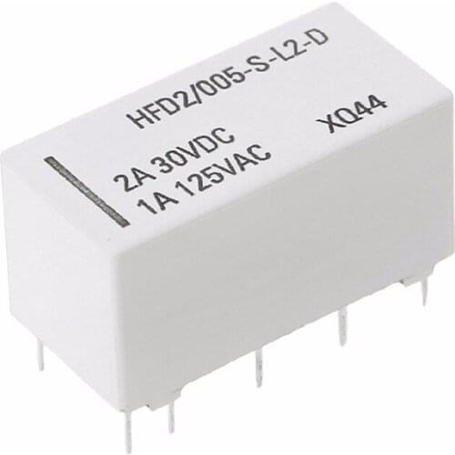 5V Coil Bistable Latching Relay DPDT 2A 30VDC 1A 125VAC HFD2/005-S-L2-D Realy