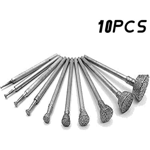 10Pcs 2.35MM Shank Diamond Grinding Head Rotary Bits Burrs Mounted Point Stone Jade Carving Tool Polishing Engraving