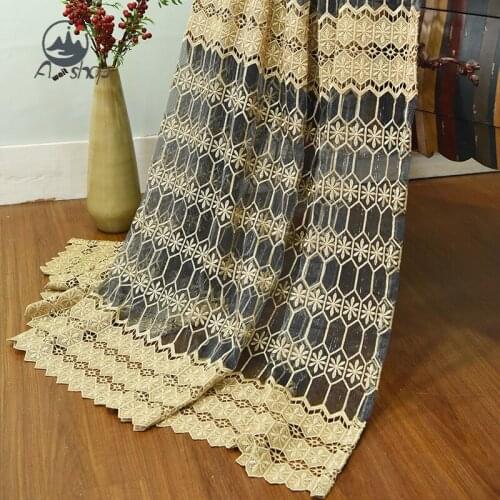 AS Light Luxury Water Soluble Embroidery Embroidery Decoration Custom Light Transmission Curtains for Living Dining Room Bedroom