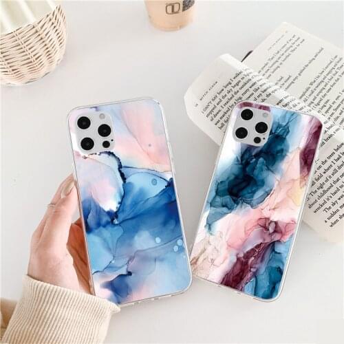 Glitter Gradient Marble Clear Phone Case For iPhone 11 12 Pro Max XR XS Max X 6s 7 8 Plus SE 2020 Transparent Bumper Back Cover