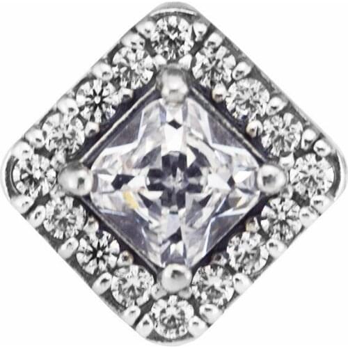 Geometric Radiance Crystal Beads for Charms Bracelets Women Clear CZ Charm Beads for Jewelry Making 925 Sterling Silver Jewelry