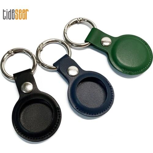 For Apple Airtag Case PU Leather Keychain Protective Cover Sleeve for Airtags Tracker Locator Smart Device