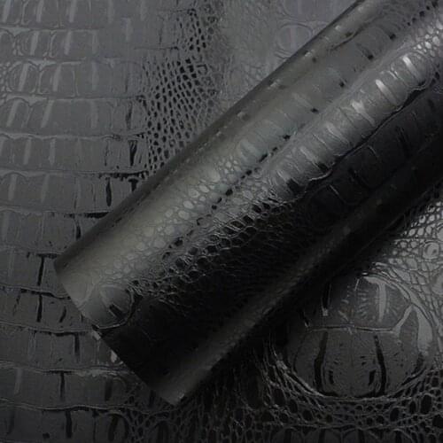 Black Crocodile snake Leather Grain Texture Vinyl Car Wrap Sticker Decal Film Adhesive Sticker Interior Car Styling Covering