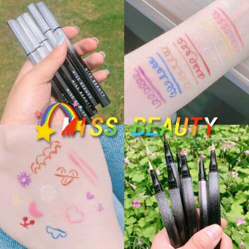 Colored eyeliner liquid waterproof eyeliner pencil Easy To Wear Make Up brown Blue Green Yellow Eyes Cosmetics Pen Long-lasting