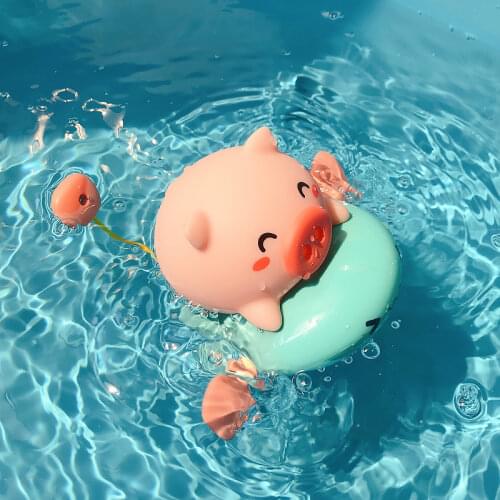 New Cute Cartoon Animal Pull Bath Toy Classic Pig Baby Infant Water Toy Swim Turtle Wrap-up Chain Clockwork Kids Beach Toy