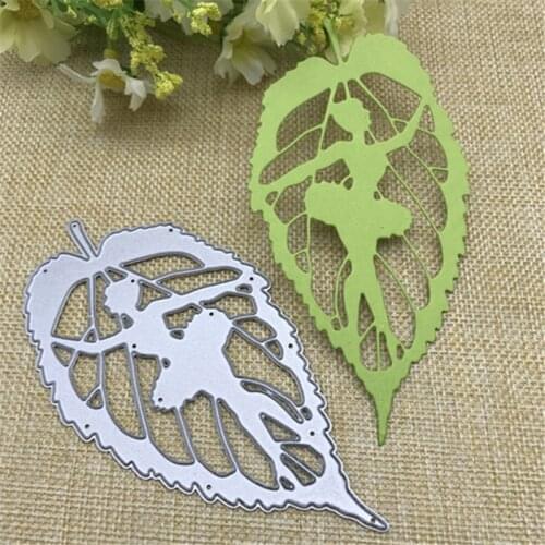 Fairies on Green Leaves Metal Cutting Dies Scrapbooking Nouveau Embossing Decoration Craft Dies Scrapbooking Die Cuts