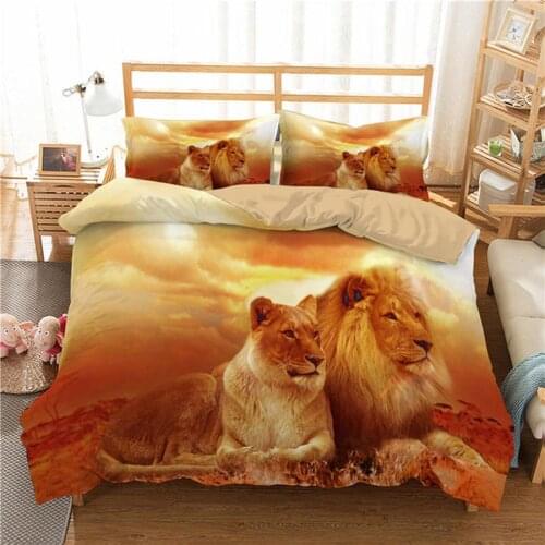 WOSTAR duvet cover king size bedding set 3d digital printing sunset lion luxury home textiles adult kids bedding comforter set