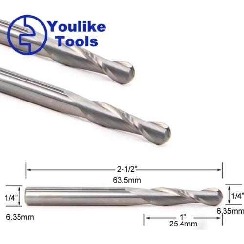1/4" Shank CNC Router Bit Ball Nose End Mills Solid Carbide milling cutters woodworking Tools