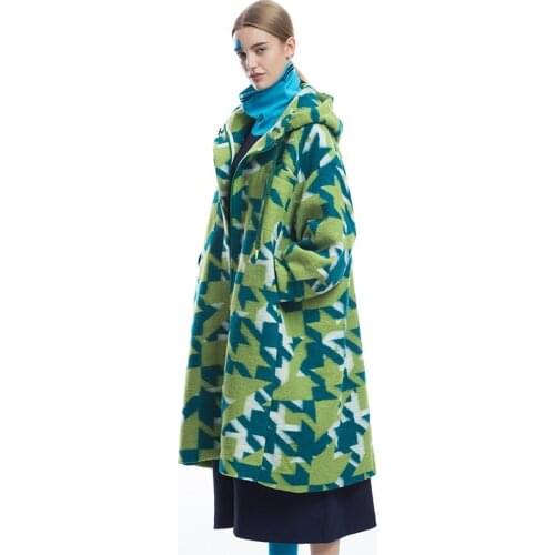 New Arrivals 2020 Winter Women Casual Ultra Loose Thicken Warm Hooded Woolen Jacket Ladies Oversized Camouflage Long Outerwear