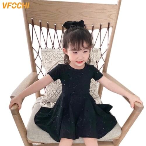 VFOCHI 2021 Fashion Girl Dress Summer Girls Clothes Color Black Starry Pattern Pure Cotton Cute Kids Dresses for Girl Dresses