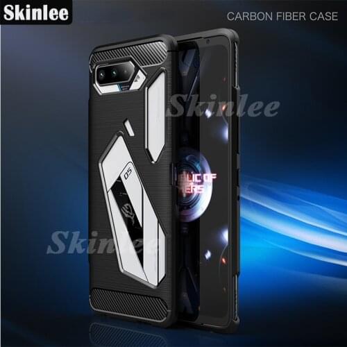 Skinlee Soft Case For ASUS Rog5 Pro Carbon Fiber Drawing Shockproof Cover Phone Case For Rog Phone 5 Ultimate Cover